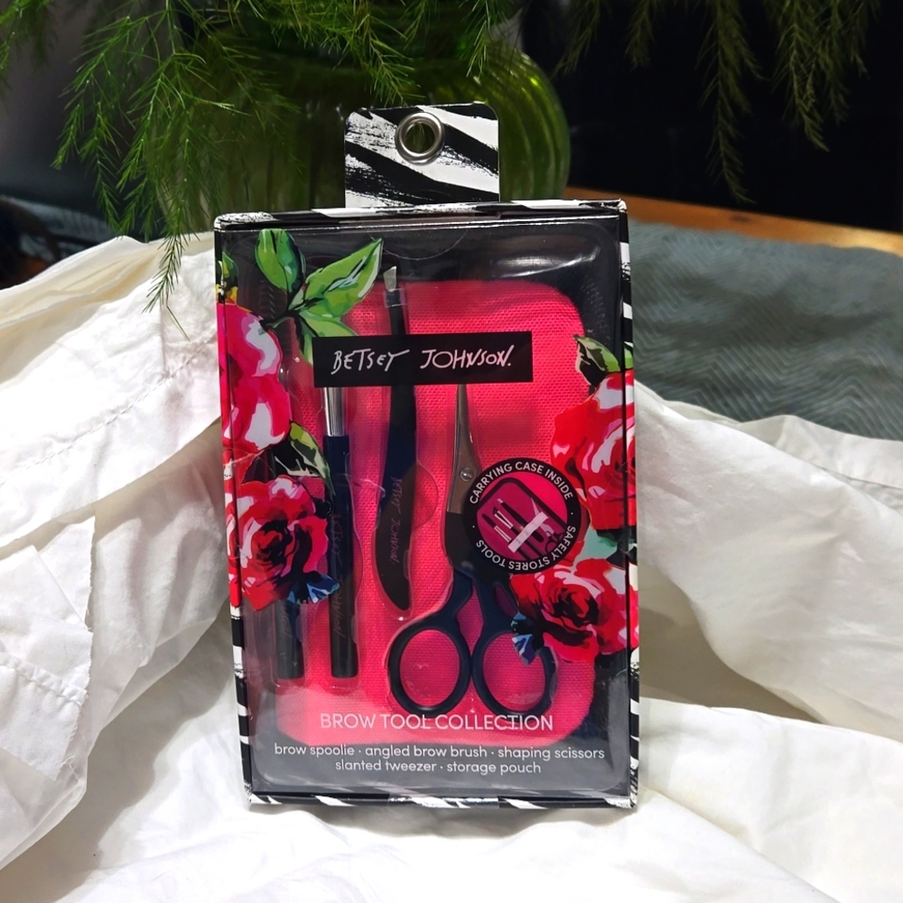 Betsey Johnson brow tool collection with storage pouch. NWT